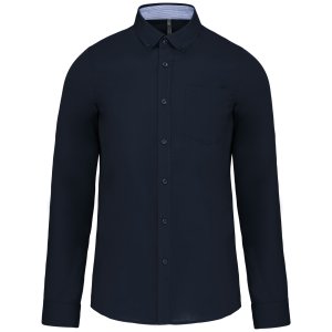 Long-sleeved washed cotton poplin shirt K517